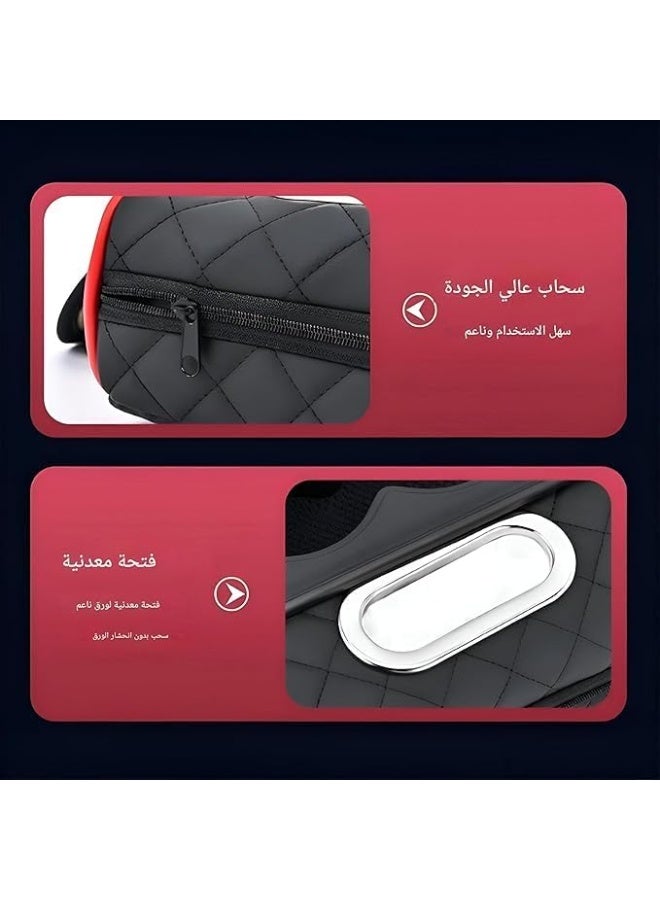 عام وسادة مسند الذراع - وسادة مريحة سميكة مع حامل أكواب ومناديل لوحدة التحكم في السيارة ومسند الذراع المركزية، شنطة تنظيم متعددة الألوان وحوامل أكواب مزدوجة - لون اسود - Image 4